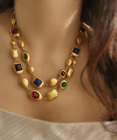 Collar de moda con bicapa de esmalte de colores y cobre dorado